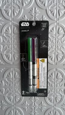 Yoobi Star Wars Light-Up Lightsaber Ballpoint Pens 2-Pack Green & Purple NEW